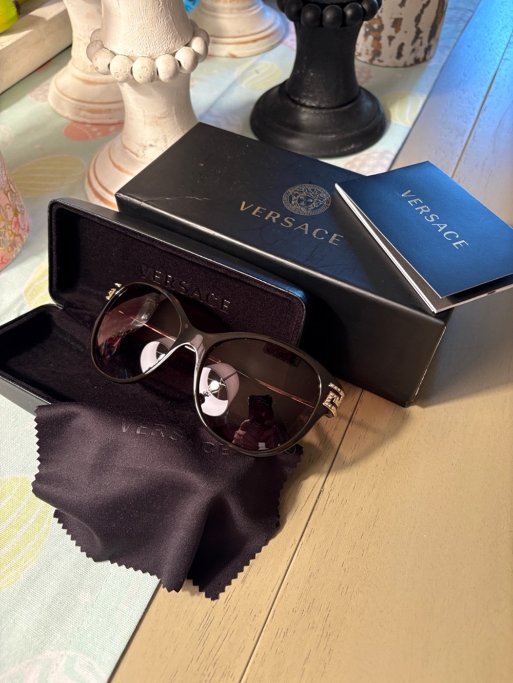 Versace Brown Gradient Oversized Sunglasses with Gold Details